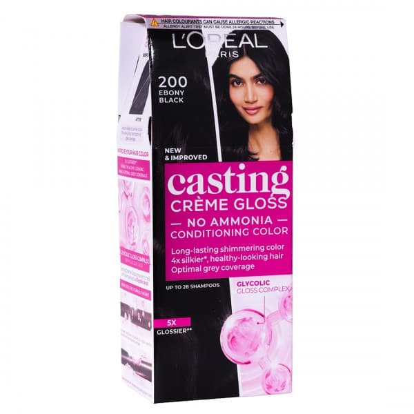 Loreal Paris Casting Creme Gloss No Ammonia Conditioning Colour 200 Ebony Black 20 g + 20 ml + 5 g
