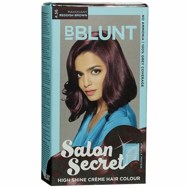 B Blunt Salon Secret High Shine Creme Hair Colour 4.56 Mahogany Reddish Brown 40 g + 2 ml