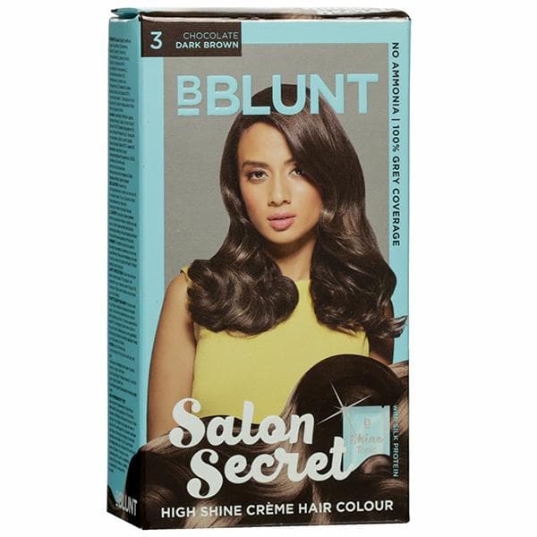 B Blunt Salon Secret High Shine Creme Hair Colour 3 Chocolate Dark Brown 40 g + 2 ml
