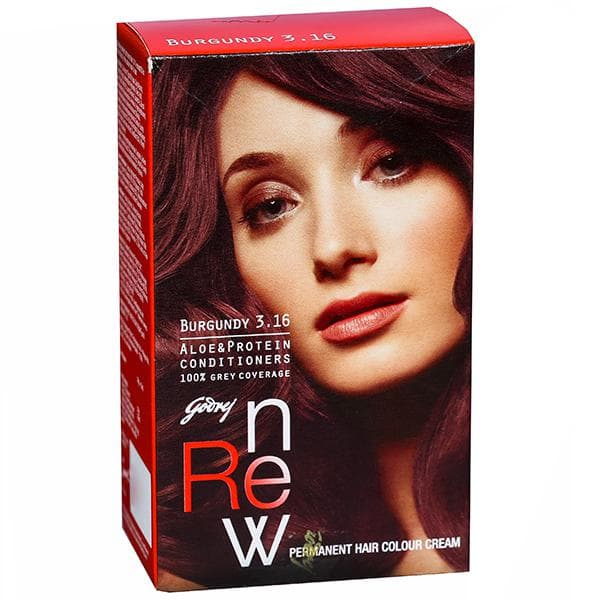 Godrej Renew Hair Colour Cream Burgundy 3.16 (20 g + 20 ml + 6g)