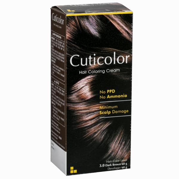 Cuticolor Hair Coloring Cream 3.0 Dark Brown (60 g + 60 g)