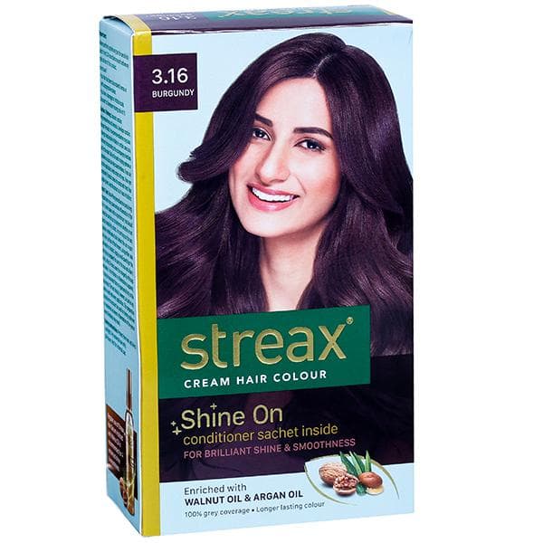 Streax Cream Hair Colour 3.16 Burgundy (50 g + 50 ml + 4 x 5 g)