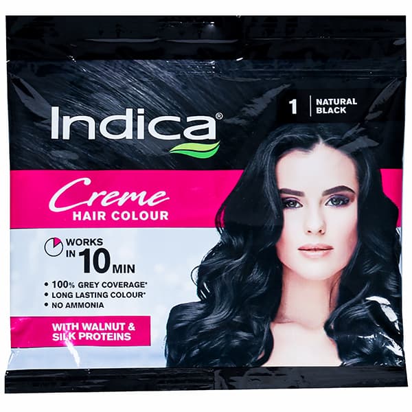 Indica 10 Minutes Creme Hair Colour 1 Natural Black 40 ml