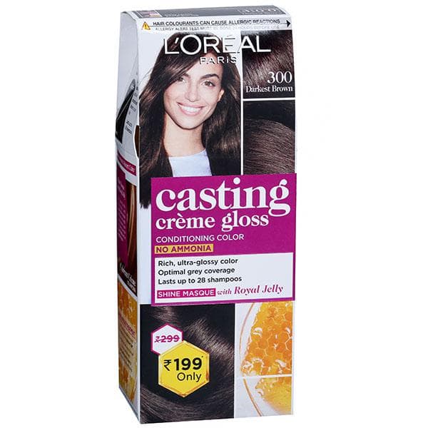 Loreal Paris Casting Creme Gloss Conditioning Hair Colour 300 Darkest Brown (21 g + 24 ml)