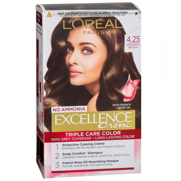 Loreal Paris Excellence Creme Hair Colour 4.25 Aishwaryas Brown (100 g + 72 ml)