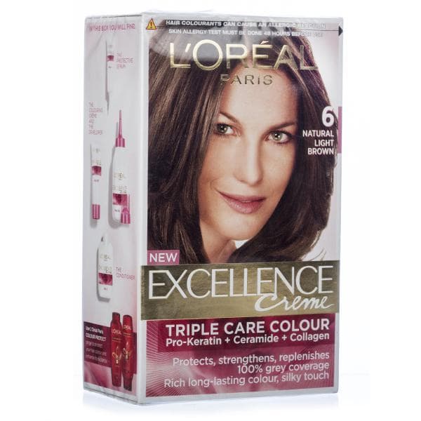 Loreal Paris Excellence Creme Hair Colour 6 Natural Light Brown (100 g + 72 ml)