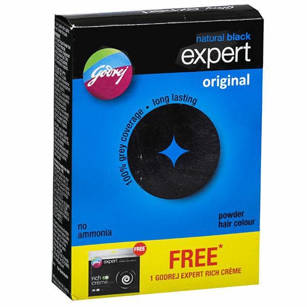 Godrej Expert Original Natural Black Hair Colour (Free Godrej Expert Rich Creme 20 g + 20ml) 8 x 3 g