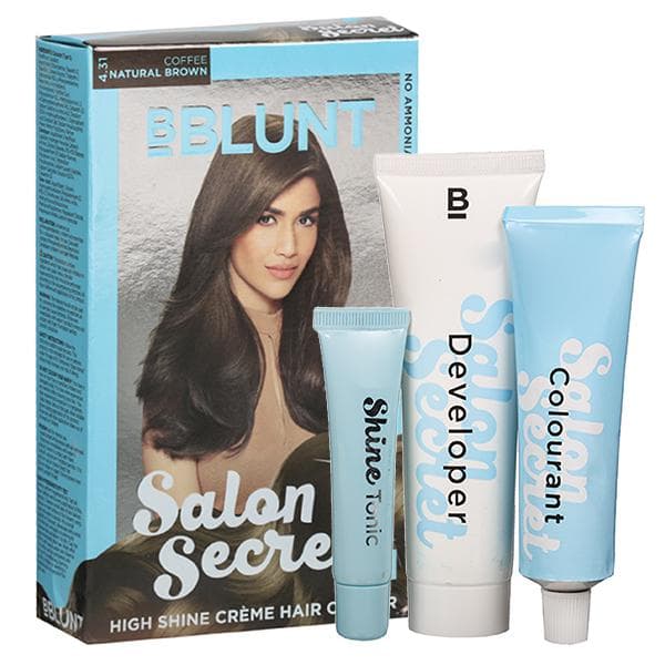B Blunt Salon Secret High Shine Creme Hair Colour 4.31 Coffee Natural Brown 100 g + 8 ml
