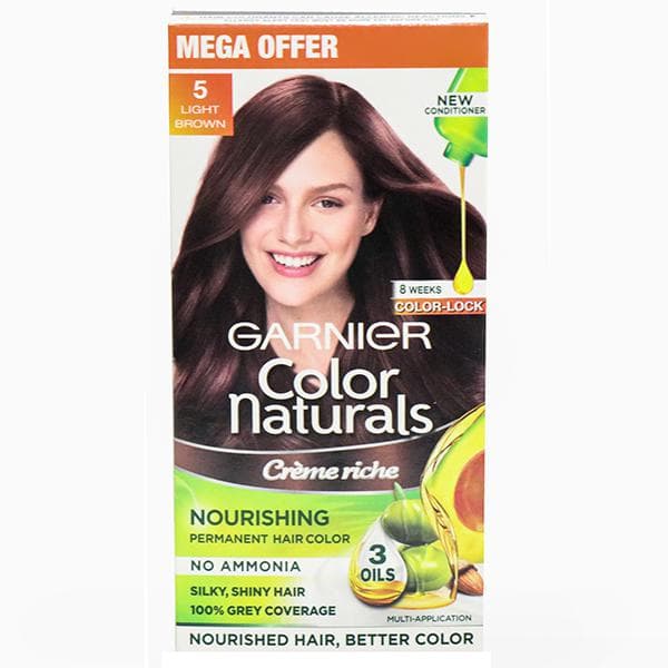 Garnier Color Naturals Creme Riche Nourishing Hair Color 5 Light Brown (60 g + 70 ml)