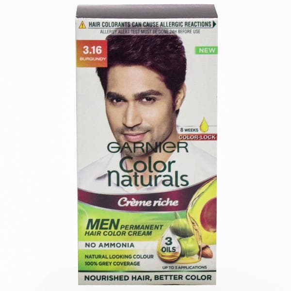 Garnier Color Naturals Creme Riche Men Hair Color 3.16 Burgundy (30 g + 30 ml)