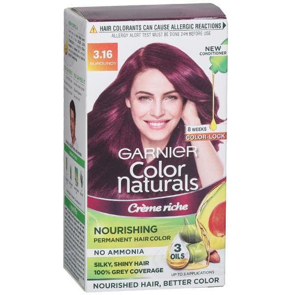 Garnier Color Naturals Creme Riche Nourishing Hair Color 3.16 Burgundy (30 g + 35 ml)