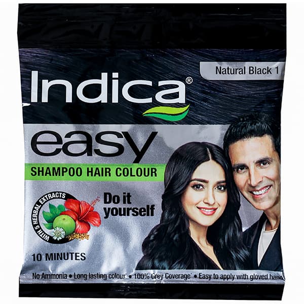 Indica Easy 10 Minutes Shampoo Based Hair Colour 1 Natural Black 18 ml
