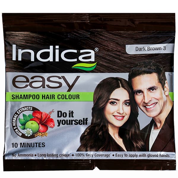 Indica Easy 10 Minutes Shampoo Based Hair Colour 3 Dark Brown 25 ml