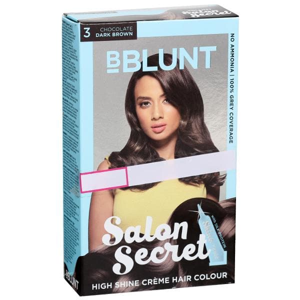 B Blunt Salon Secret High Shine Creme Hair Colour 3 Chocolate Dark Brown 100 g + 8 ml
