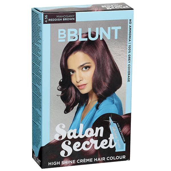 B Blunt Salon Secret High Shine Creme Hair Colour 4.56 Mahogany Reddish Brown 50 g + 50 g + 8 ml
