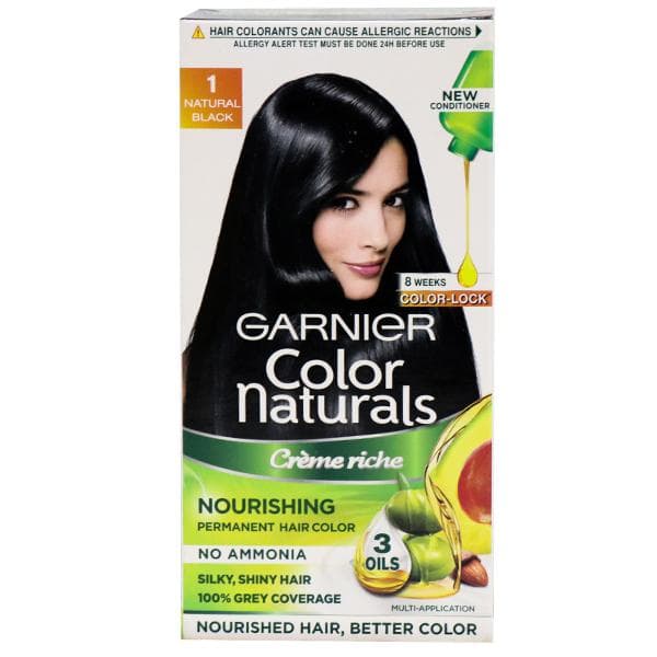 Garnier Color Naturals Creme Riche Nourishing Hair Color 1 Natural Black (60 g + 70 ml)