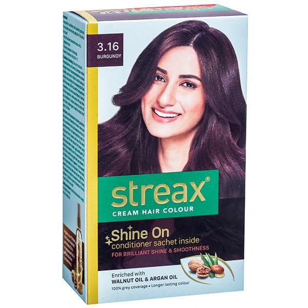 Streax Cream Hair Colour 3.16 Burgundy (25 g + 25 ml + 2 x 5 g)