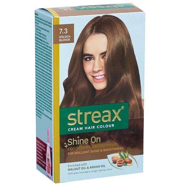 Streax Cream Hair Colour 7.3 Golden Blonde (25 g + 25 ml + 2 x 5 g)