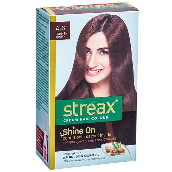 Streax Cream Hair Colour 4.6 Reddish Brown (25 g + 25 ml + 2 x 5 g)