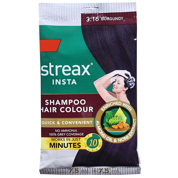 Streax Insta Shampoo Hair Colour 3.16 Burgundy (7.5 ml + 7.5 ml)