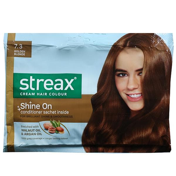 Streax Cream Hair Colour 7.3 Golden Blonde (20 g + 20 ml + 5 g)