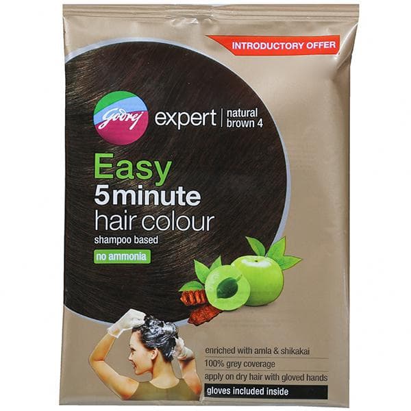 Godrej Expert Easy 5 Minute Shampoo Based Hair Colour Natural Brown 4 20 ml