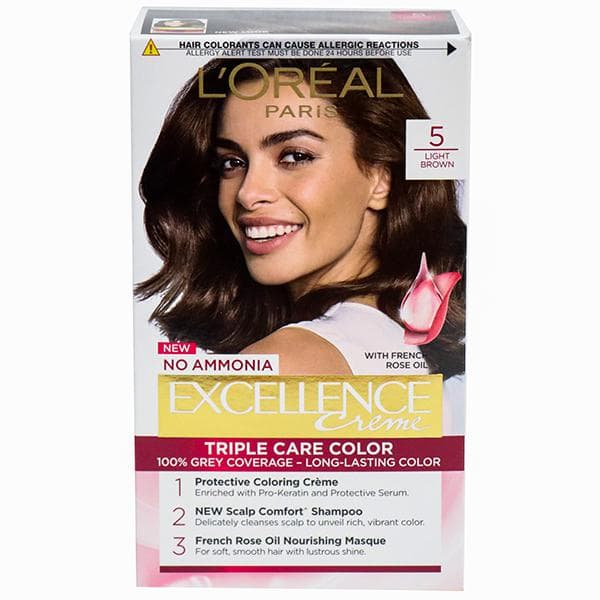 Loreal Paris Excellence Creme Hair Colour 5 Light Brown (100 g + 72 ml)