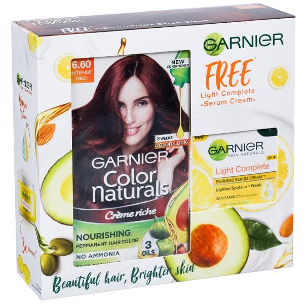 Garnier Color Naturals Creme Riche Nourishing Hair Color 6.60 Intense Red (Free Serum Cream 23 g) (60 g + 70 ml)
