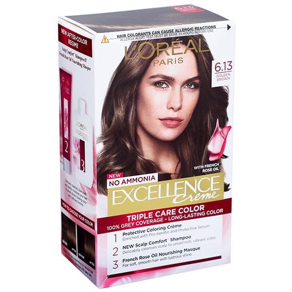 Loreal Paris Excellence Creme Hair Colour 6.13 Golden Brown (100 g + 72 ml)