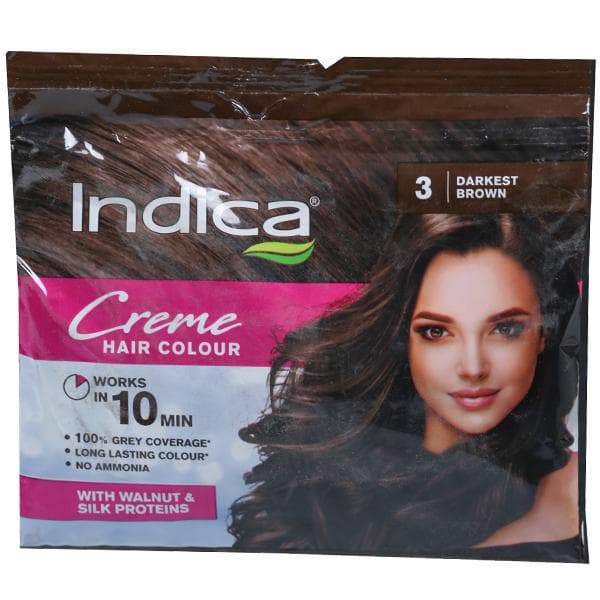 Indica 10 Minutes Creme Hair Colour 3 Darkest Brown 40 ml