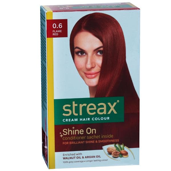 Streax Cream Hair Colour 0.6 Flame Red (25 g + 25 ml + 2 x 5 g)