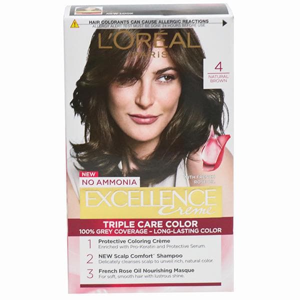 Loreal Paris Excellence Creme Hair Colour 4 Natural Brown (100 g + 72 ml)