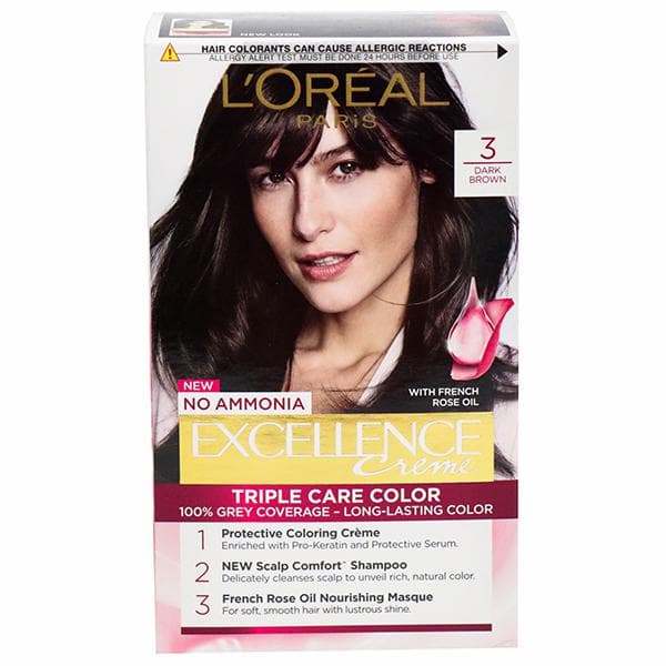 Loreal Paris Excellence Creme Hair Colour 3 Dark Brown (100 g + 72 ml)