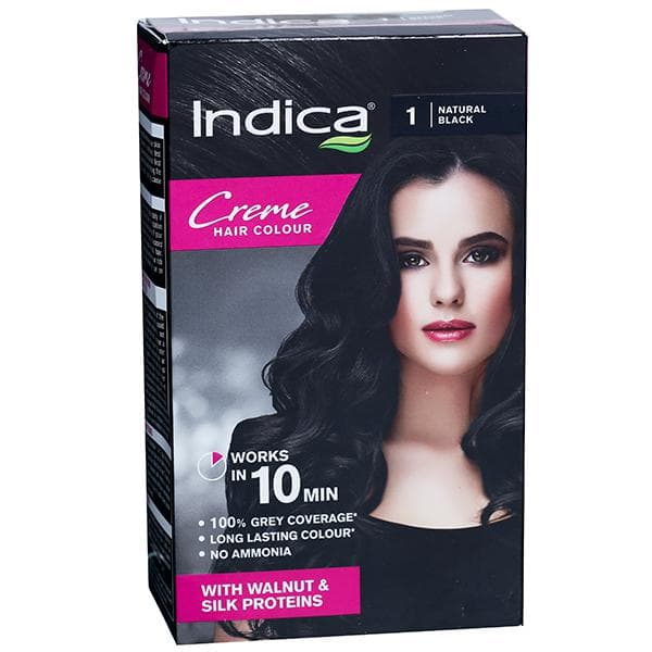Indica Creme Hair Colour 1 Natural Black (40 g + 55 ml)
