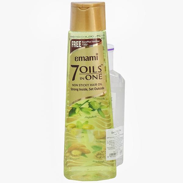 Emami 7 Oils In One Non Sticky Hair Oil (Free Boroplus Hand Sanitizer 100 ml) 200 ml