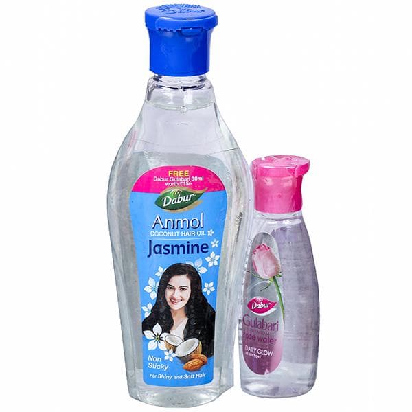 Dabur Anmol Jasmine Coconut Hair Oil (Free Dabur Gulabari Premium Rose Water 30 ml) 100 ml
