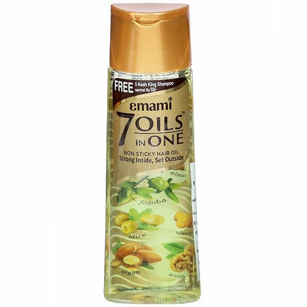 Emami 7 Oils In One Non Sticky Hair Oil (Free Kesh King Shampoo Sachet Rs 10 Pack of 5) 100 ml