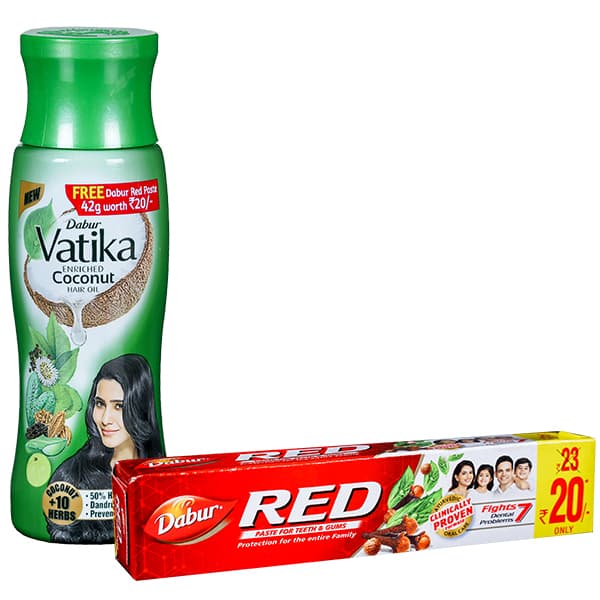Dabur Vatika Enriched Coconut Hair Oil (Free Dabur Red Toothpaste 42 g) 150 ml