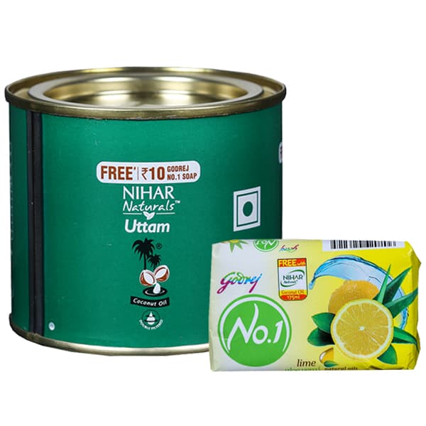 Nihar Naturals Uttam Hair Oil Tin (Free Godrej No.1 Soap 50 g) 175 ml
