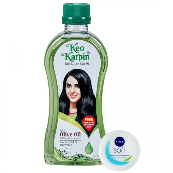 Keo Karpin Non Sticky Hair Oil (Free Nivea Soft Skin Cream 25 ml) 300 ml
