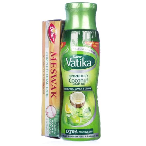 Dabur Vatika Enriched Coconut Hair Oil (Free Dabur Meswak Toothpaste 100 g) 300 ml