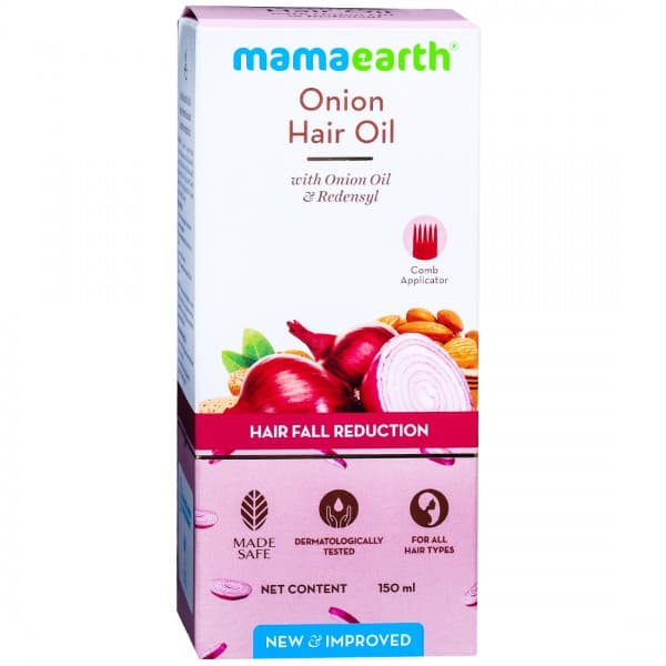 Mamaearth Onion Hair Oil with Onion Oil & Redensyl with Comb Applicator for Hair Fall Reduction 150 ml