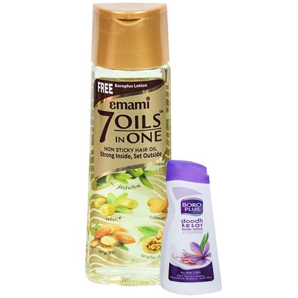 Emami 7 Oils In One Non Sticky Hair Oil (Free Boroplus Body Lotion 20 ml) 100 ml