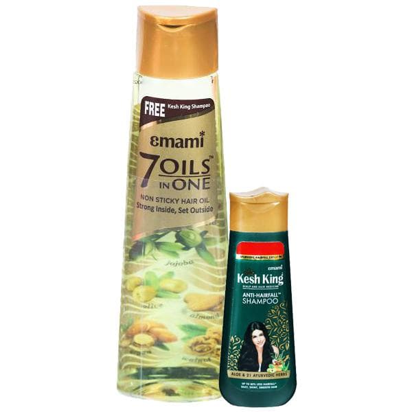 Emami 7 Oils In One Non Sticky Hair Oil (Free Kesh King Shampoo 80 ml) 300 ml