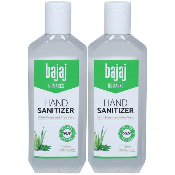 Bajaj Nomarks Hand Sanitizer with Neem and Aloe Vera (Buy 1 Get 1 Free) 2 x 200 ml