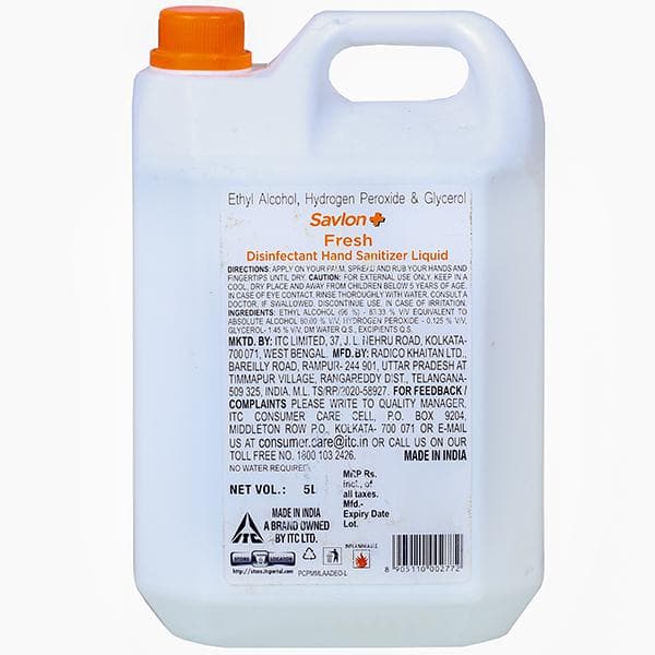 Savlon Fresh Disinfectant Hand Sanitizer Liquid 5 L