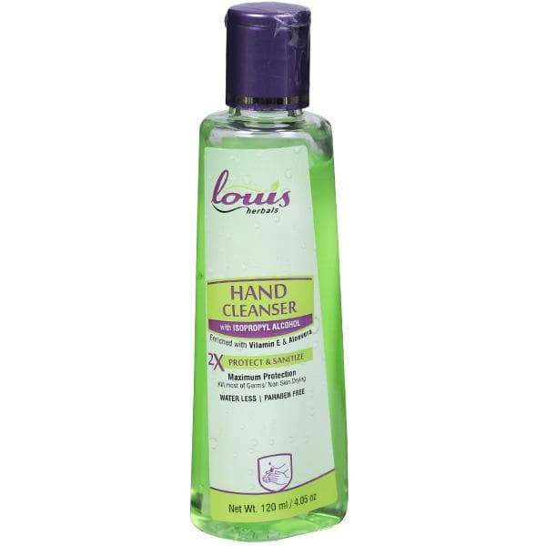 Louis Herbals Hand Cleanser with Isopropyl Alcohol,Vitamin E & Aloevera 120 ml