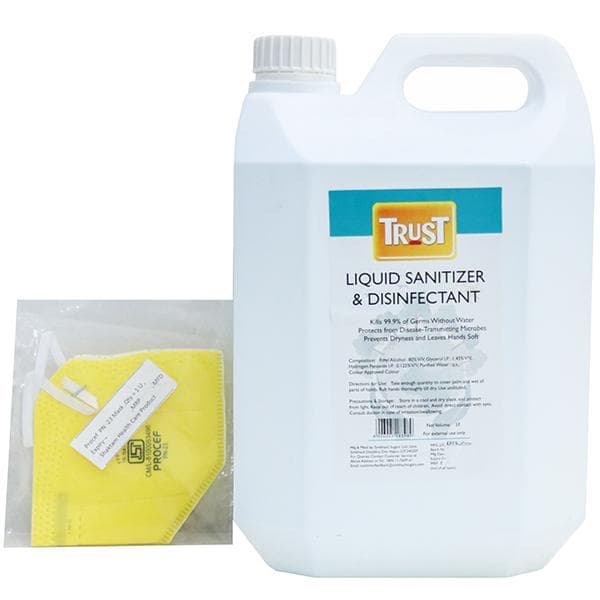 Trust Liquid Sanitizer & Disinfectant Alcohol 80% (Free Procef PN-23 Face Mask) 5 L