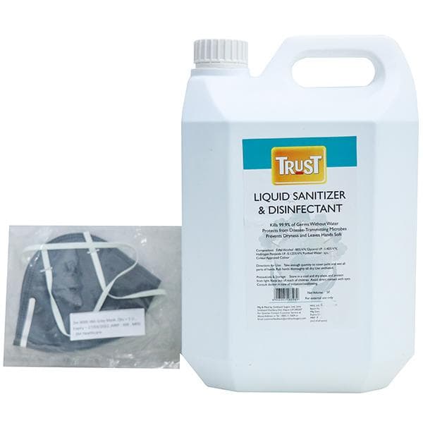 Trust Liquid Sanitizer & Disinfectant Alcohol 80% (Free 3M 9000 ING Face Mask) 5 L