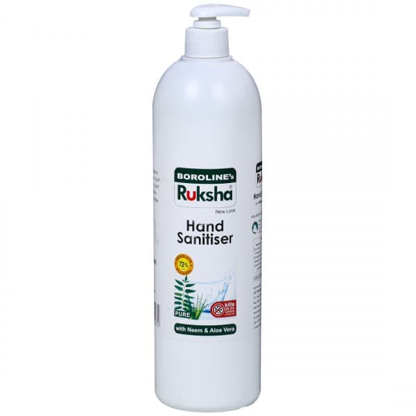 Borolines Ruksha Hand Sanitiser Pure with Neem & Aloe Vera 1000 ml